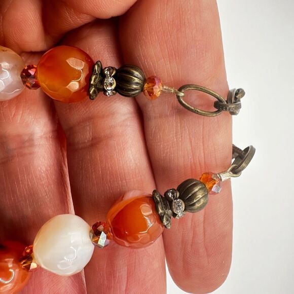 Stunning faceted carnelian and crystal beaded necklace! - Picture 6 of 10